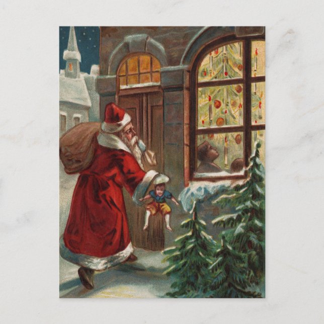 Festiva Papá Noel en la postal de la puerta (Anverso)