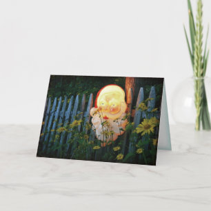 Festiva Papá Noel en la valla - tarjeta de Navidades