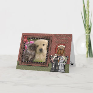 Festiva Papá Noel llega a la tarjeta de Mascotas de Navida