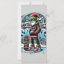Festiva Papá Noel tiene tarjeta de Navidades en swag para 