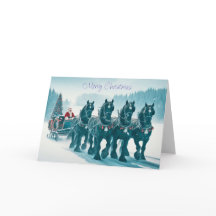 Papá Noel va camino a la tarjeta de Navidades