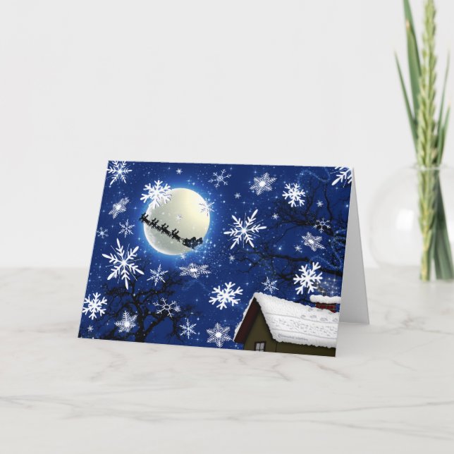 Festiva Papá Noel Viene A La Tarjeta De La Ciudad (En Blan (Anverso)