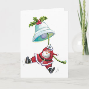 Festiva Papá Noel y tarjeta de felicitación de Bell de