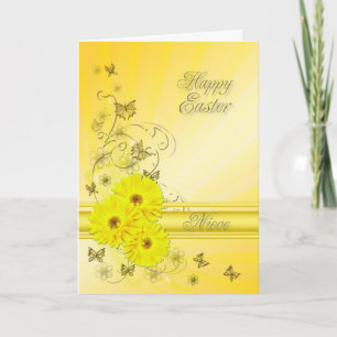 Festiva Para la sobrina, tarjeta de Pascua con flores amar