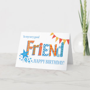 Festiva Para la tarjeta Amigo Birting Bright Bunting y Sta