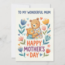 Para mi maravillosa mamá – Tarjeta del oso del día