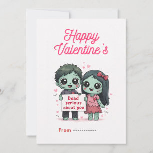 Festiva Pareja de Zombies Adorables Tarjeta del Día de San