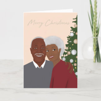 Festiva Pareja negra, padres, abuelos, tarjeta de Navidade
