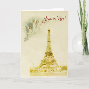 Festiva París con tarjeta de Navidades de ángeles