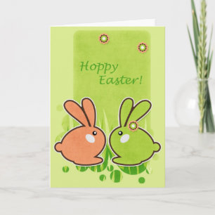Festiva ¡Pascua Adorable! Tarjeta de saludo con conejillos