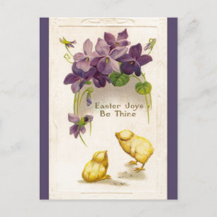 Festiva Pascua - Chicas amarillas y violetas postal antigu