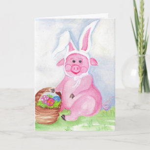 Festiva Pascua feliz de la tarjeta del cerdo de Pascua