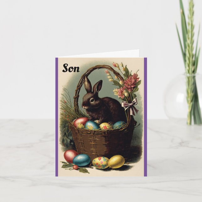 Festiva Pascua Vintage Para Una Tarjeta De Hijo (Anverso)