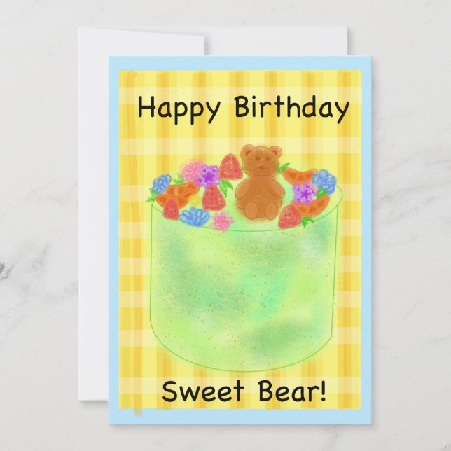 Festiva Pastel de cumpleaños con tarjeta de cumpleaños tem (Anverso)