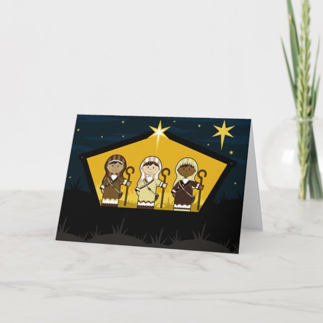 Festiva Pastores de Natividad en Tarjeta Estable (Anverso)