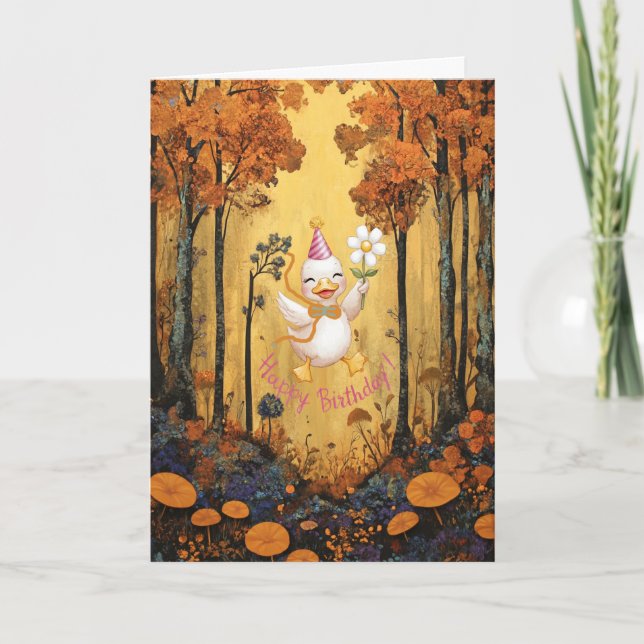 Festiva Pato blanco deseando a su hijo una tarjeta de cump (Anverso)