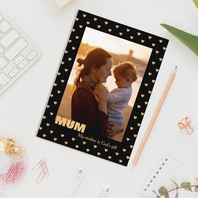 Festiva Patrón corazones foto de madre tarjeta de vacacion (Subido por el creador)