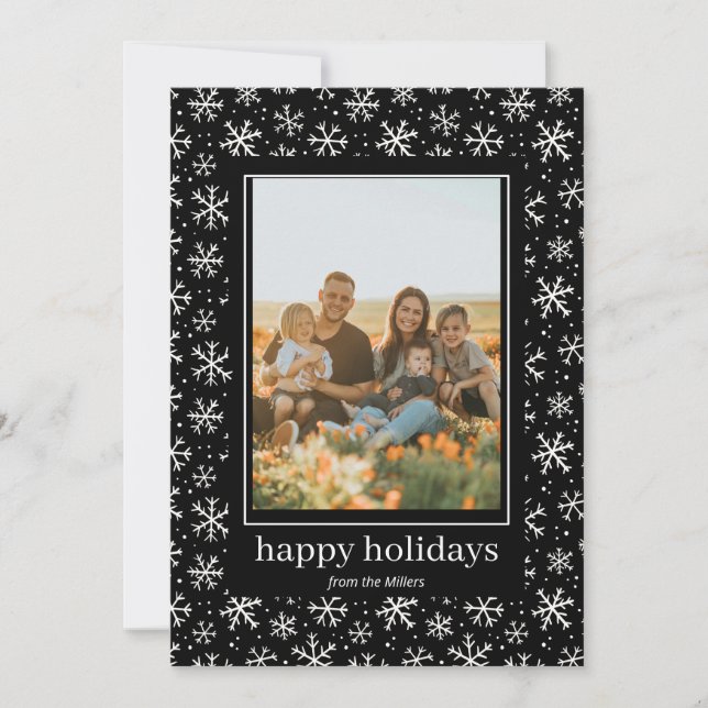 Festiva Patrón de copos de nieve dibujados a mano Tarjeta  (Anverso)