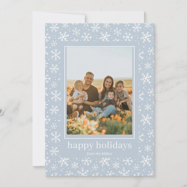 Festiva Patrón de copos de nieve dibujados a mano Tarjeta  (Anverso)