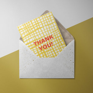 Festiva Patrón de gingham amarillo Tarjeta de agradecimien