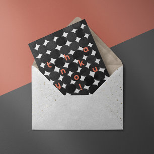 Festiva Patrón de puntos blancos y negros Gracias Tarjeta