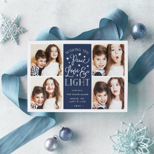Festiva Paz, amor y luz   Tarjeta fotográfica Hanukkah