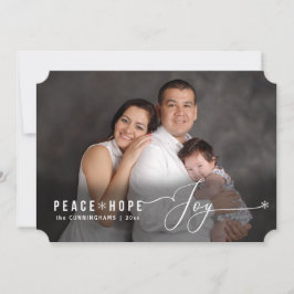 Festiva Peace Hope Joy Navidades de foto nombre tarjeta de