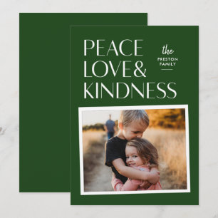 Festiva Peace Love and Kindness Holiday Tarjeta fotográfic
