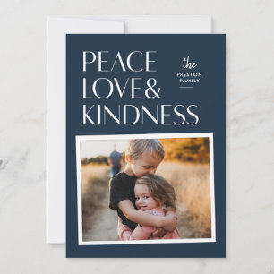 Festiva Peace Love and Kindness Holiday Tarjeta fotográfic