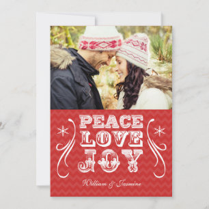 Festiva PEACE LOVE JOY Tarjeta plana de vacaciones de Chev