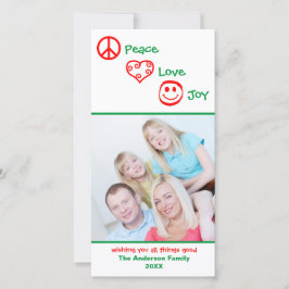Festiva Peace, Love, Joy Vertical - Tarjeta fotográfica