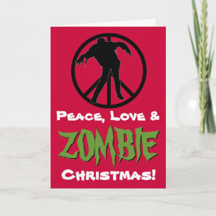 Festiva Peace Love ZOMBIE Navidades Graciosa Tarjeta de Sa