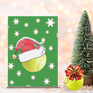 Festiva Pelota de tenis con tarjeta de Navidades Santa Hat