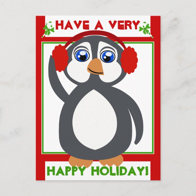 Festiva ¡Penguin Toon Holiday! Postal (Anverso)
