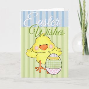 Festiva Pequeña chica de Pascua con huevo Tarjeta de Deseo