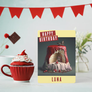 Festiva Pequeña tarjeta de cumpleaños de Red Riding Hood