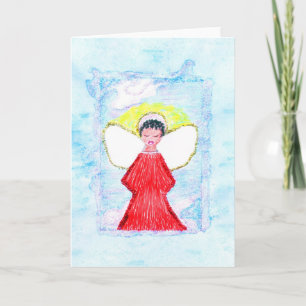 Festiva Pequeña tarjeta de felicitación del ángel del