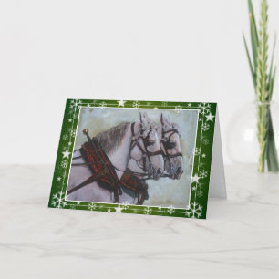 Festiva Percheron Borrador tarjeta de Navidades de caballo