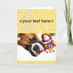 Festiva Perrito del boxeador de Pascua y tarjeta de