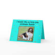 Perro, cesta, y caramelo divertidos de la tarjeta