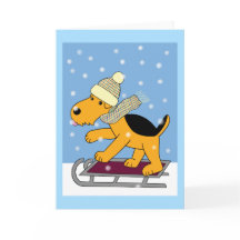 Perro de Kawaii Airedale Terrier en tarjeta de