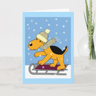 Festiva Perro de Kawaii Airedale Terrier en tarjeta de