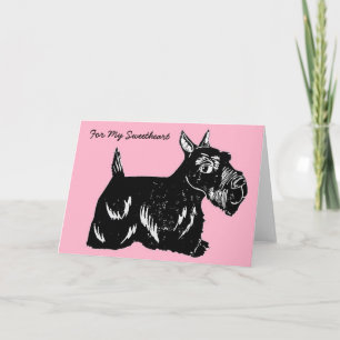 Festiva Perro escocés por mi tarjeta El día de San Valentí