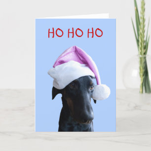 Festiva Perro gracioso con tarjeta de Navidades rosa de Sa