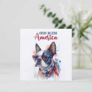 Festiva Perro Patriota - Boston Terrier Tarjeta del 4 de J