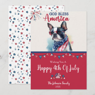 Festiva Perro Patriota - Tarjeta de Boston Terrier para el
