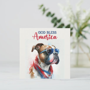 Festiva Perro Patriótico - Boxeador Tarjeta del 4 de Julio