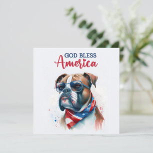 Festiva Perro Patriótico - Boxer Tarjeta del 4 de Julio
