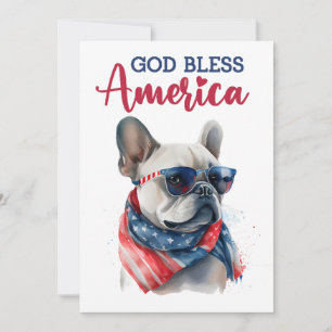 Festiva Perro Patriótico - Bulldog Francés Tarjeta del 4 d