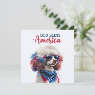 Festiva Perro Patriótico Caniche Tarjeta 4 de Julio